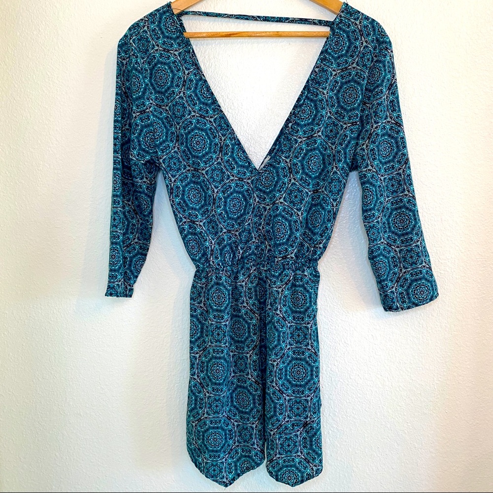 Charlotte Russe green printed open back dress